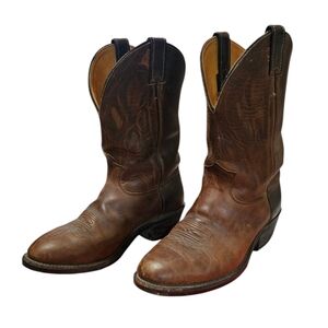 Justin Bay Apache Leather Cowboy Boots Brown Men's Size 10EE EUC